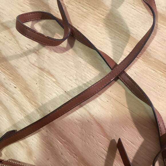 Vintage Brown Faux Leather Crossbody Double Zipper Purse - Picture 4 of 9